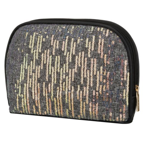 Czarna kosmetyczka z materiału syntetycznego, jednokomorowa i zamykana suwakiem - Peterson