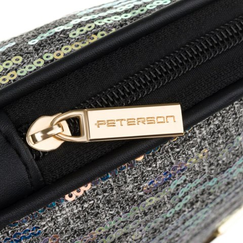 Czarna kosmetyczka z materiału syntetycznego, jednokomorowa i zamykana suwakiem - Peterson