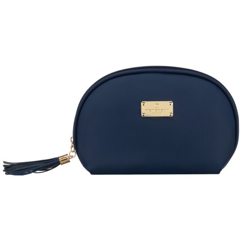 Granatowa kosmetyczka z materiału syntetycznego zamykana suwakiem - Peterson
