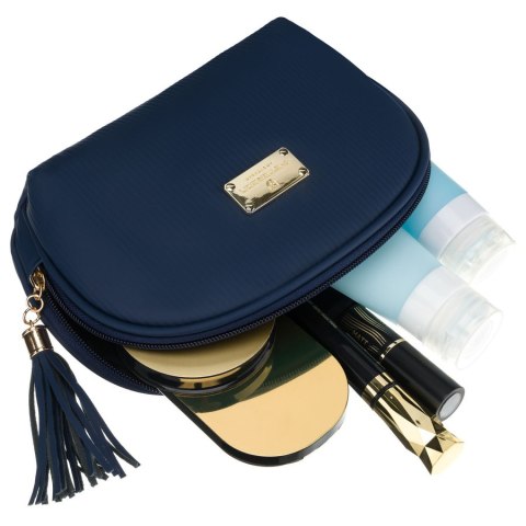 Granatowa kosmetyczka z materiału syntetycznego zamykana suwakiem - Peterson