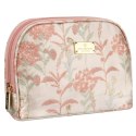 Kosmetyczka podróżna z materiału syntetycznego w różowo-beżowym kolorze zdobiona kwiatami - Peterson
