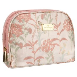 Kosmetyczka podróżna z materiału syntetycznego w różowo-beżowym kolorze zdobiona kwiatami - Peterson