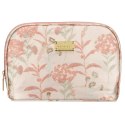 Kosmetyczka podróżna z materiału syntetycznego w różowo-beżowym kolorze zdobiona kwiatami - Peterson
