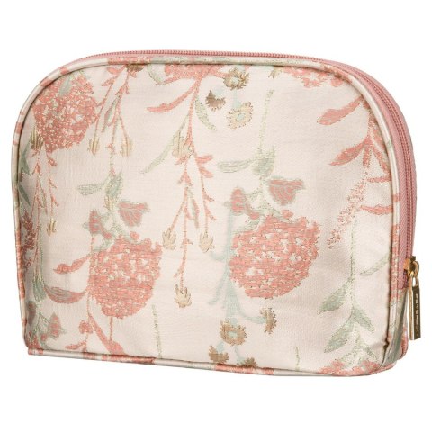 Kosmetyczka podróżna z materiału syntetycznego w różowo-beżowym kolorze zdobiona kwiatami - Peterson
