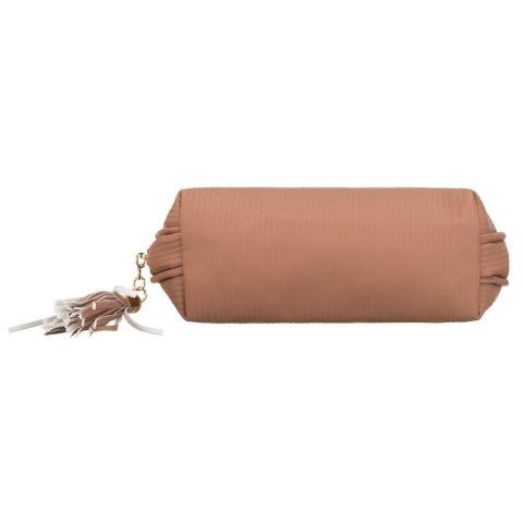 Kosmetyczka z materiału syntetycznego w beżowym kolorze, jednokomorowa zamykana suwakiem - Peterson