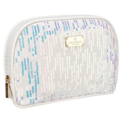 Kosmetyczka z materiału syntetycznego w białym kolorze, jednokomorowa - Peterson