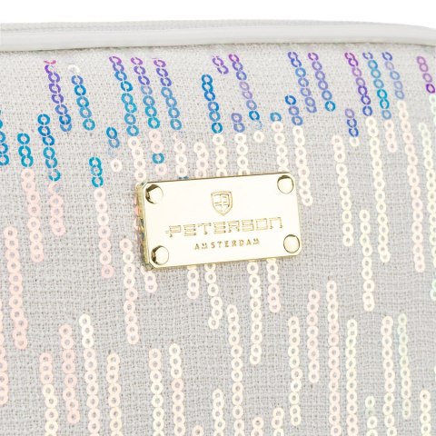 Kosmetyczka z materiału syntetycznego w białym kolorze, jednokomorowa - Peterson