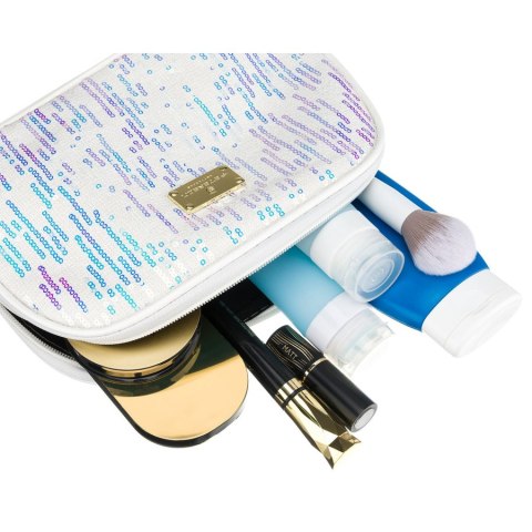 Kosmetyczka z materiału syntetycznego w białym kolorze, jednokomorowa - Peterson