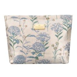 Kosmetyczka z materiału syntetycznego w błękitno-beżowym kolorze zdobiona kwiatami - Peterson