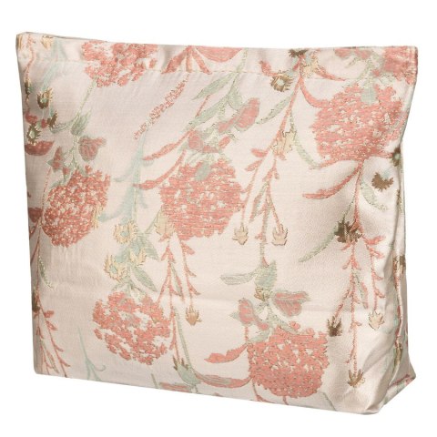 Kosmetyczka z materiału syntetycznego w różowo-beżowym kolorze zdobiona kwiatami - Peterson