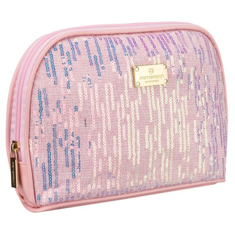 Różowa kosmetyczka z materiału syntetycznego, jednokomorowa - Peterson