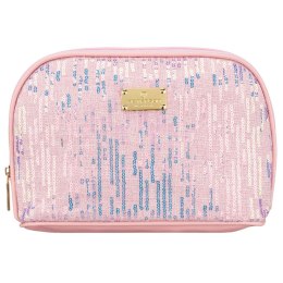 Różowa kosmetyczka z materiału syntetycznego, jednokomorowa - Peterson