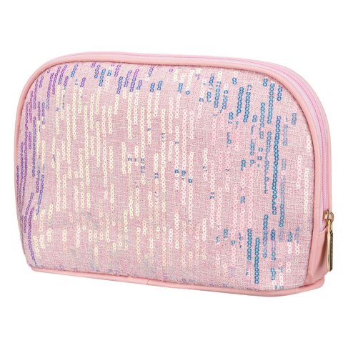 Różowa kosmetyczka z materiału syntetycznego, jednokomorowa - Peterson
