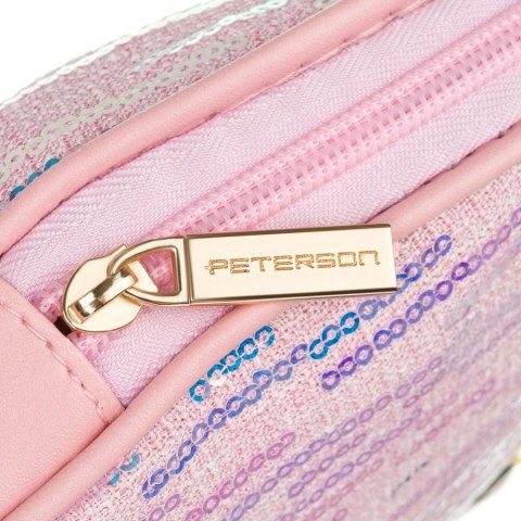 Różowa kosmetyczka z materiału syntetycznego, jednokomorowa - Peterson