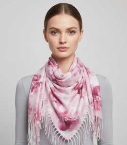 Kwiatowa kobieca chusta szal damski z frędzlami (Różowy)