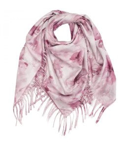 Kwiatowa kobieca chusta szal damski z frędzlami (Różowy)