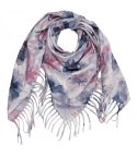 Kwiatowa kobieca chusta szal damski z frędzlami (Szary)