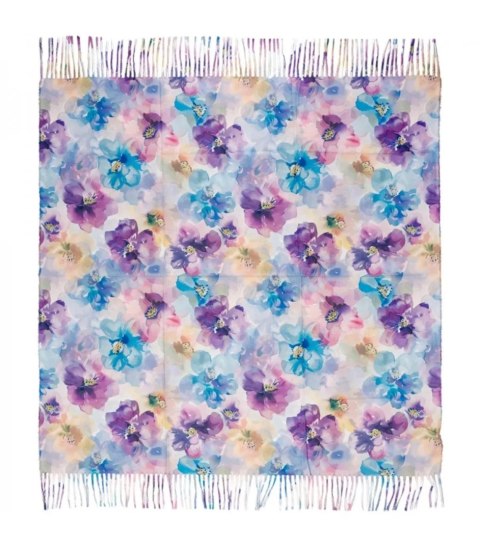 Kwiatowa kobieca chusta szal damski z frędzlami (Wielokolorowy)