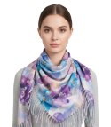 Kwiatowa kobieca chusta szal damski z frędzlami (Wielokolorowy)