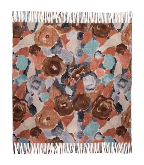 Wielobarwna elegancka chusta damski szal w kwiaty z frędzlami (Brązowy)