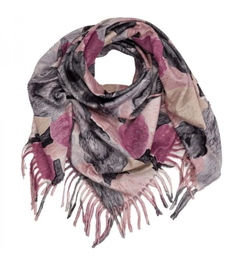 Wielobarwna elegancka chusta damski szal w kwiaty z frędzlami (Czarny)