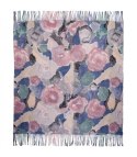 Wielobarwna elegancka chusta damski szal w kwiaty z frędzlami (Niebieski)