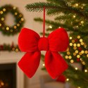 Czerwona kokarda, aksamitna, ozdoba świąteczna 14 x 5cm WOZ41