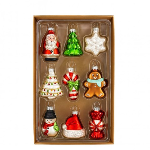 Komplet bombek bożonarodzeniowych szklanych 9 szt. w opakowaniu BSN64