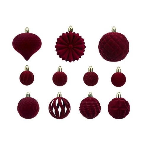 Komplet bombek na choinkę w opakowaniu, bombki welurowe 48szt. bordowe BSN72