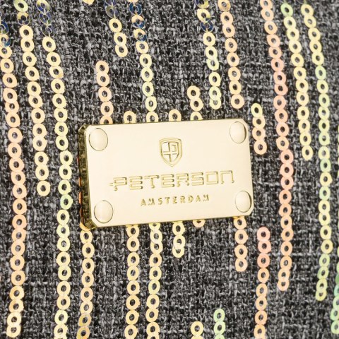 Czarna kosmetyczka z poliestru ozdobiona cekinami, zamykana suwakiem - Peterson