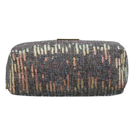 Czarna kosmetyczka z poliestru ozdobiona cekinami, zamykana suwakiem - Peterson