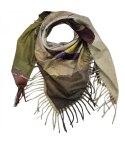 Kwadratowa chusta szal damski z frędzlami AGRAFKA (Zielony)