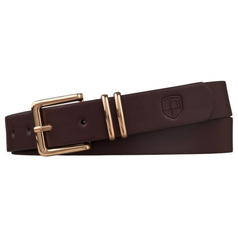 Brązowy, wąski pasek damski ze skóry ekologicznej - Peterson