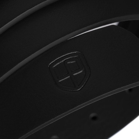 Czarny, wąski pasek damski ze skóry ekologicznej - Peterson