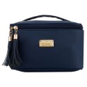 Granatowa kosmetyczka z tkaniny syntetycznej z poręcznym uchwytem - Peterson