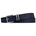 Granatowy pasek damski ze skóry ekologicznej ze srebrną klamrą - Peterson