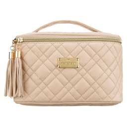 Jednokomorowa, beżowa kosmetyczka z tkaniny syntetycznej zamykana suwakiem - Peterson