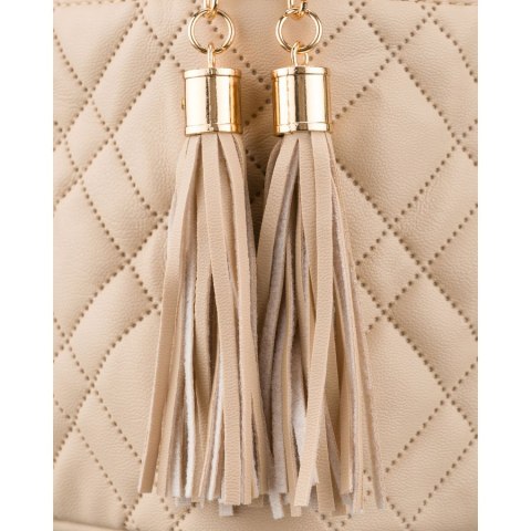 Jednokomorowa, beżowa kosmetyczka z tkaniny syntetycznej zamykana suwakiem - Peterson