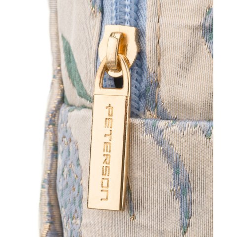 Kosmetyczka z poliestru w błękitnym kolorze, jednokomorowa i ozdobiona kwiatowym wzorem - Peterson