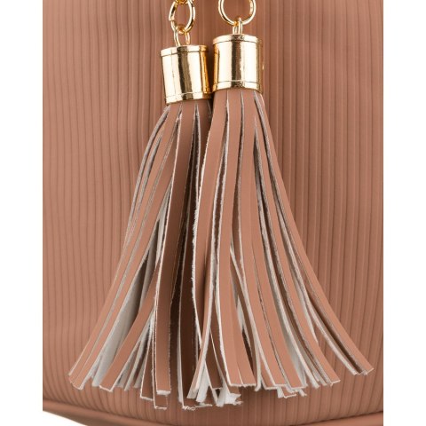 Praktyczna kosmetyczka z tkaniny syntetycznej w beżowym kolorze, jednokomorowa - Peterson