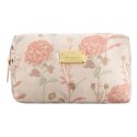 Różowa kosmetyczka z poliestru, jednokomorowa i ozdobiona kwiatowym wzorem - Peterson