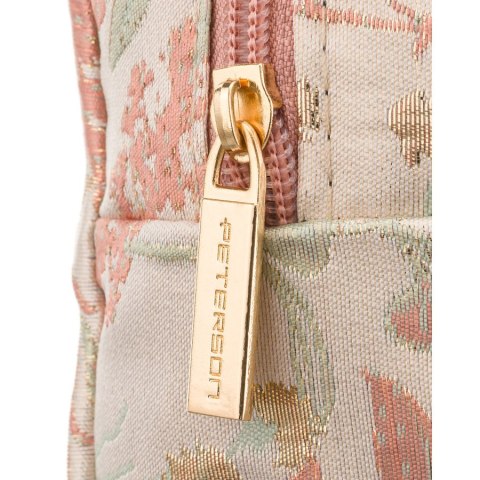 Różowa kosmetyczka z poliestru, jednokomorowa i ozdobiona kwiatowym wzorem - Peterson