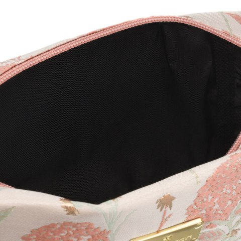 Różowa kosmetyczka z poliestru, jednokomorowa i ozdobiona kwiatowym wzorem - Peterson