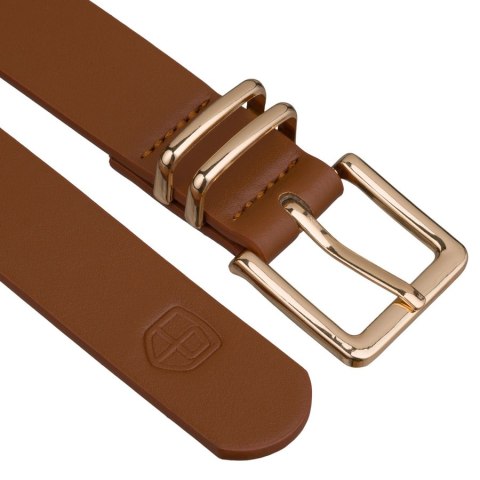 Wąski pasek damski ze skóry ekologicznej w jasnobrązowym kolorze - Peterson