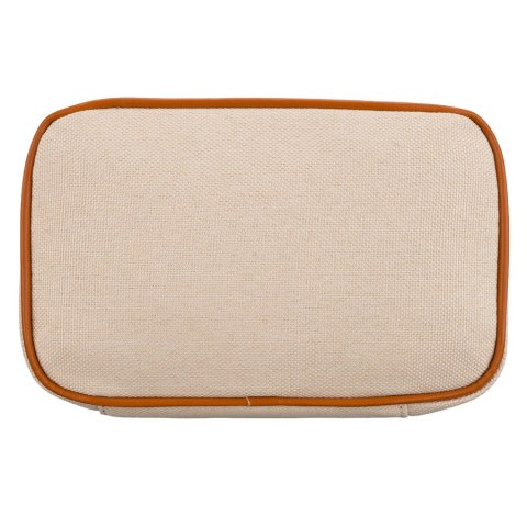 Beżowo-brązowa kosmetyczka z tkaniny syntetycznej wyposażona w uchwyt, zamykana suwakiem - Peterson