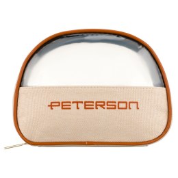 Beżowo-brązowa kosmetyczka z tkaniny syntetycznej z przezroczystym panelem, zamykana suwakiem - Peterson