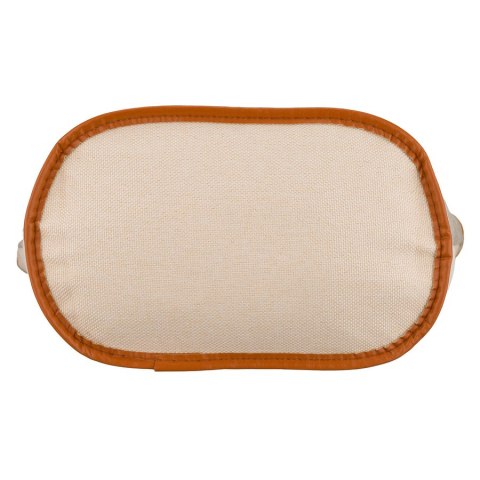 Beżowo-brązowa kosmetyczka z tkaniny syntetycznej zamykana suwakiem - Peterson