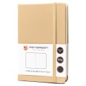 Beżowy notes w formacie A6 zadrukowany w kropki, wyposażony w gumkę zamykającą - Peterson