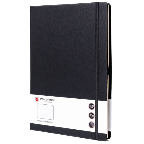Czarny notes w formacie B5 zadrukowany w linie - Peterson