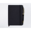 Czarny notes w formacie B6 zadrukowany w linie, wyposażony w pętelkę na długopis - Peterson